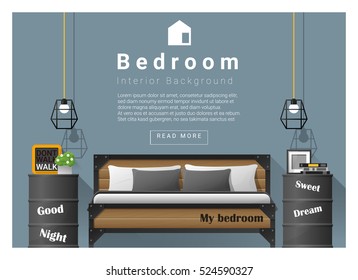 Interior design bedroom background, vector , illustration