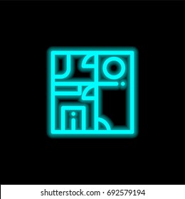 Interior design blue glowing neon ui ux icon. Glowing sign logo vector
