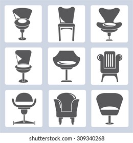 interior design,  chair and sofa icons set, 