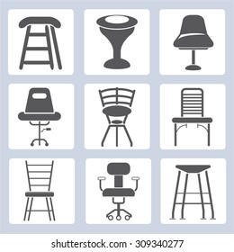 interior design,  chair and sofa icons set, 