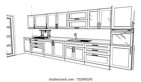 Interior design of classic style kitchen 