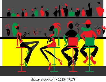 Interior design cololrful vector illustration. Bar scene