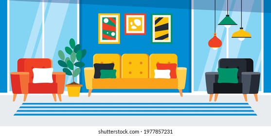 Interior Design Concept With Flat Furnitures