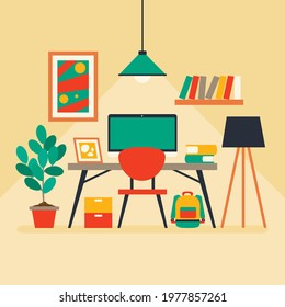 Interior Design Concept With Flat Furnitures