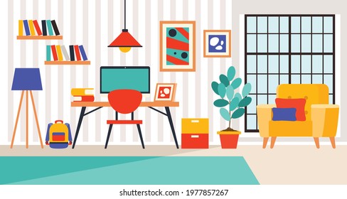 Interior Design Concept With Flat Furnitures