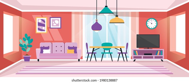 Interior Design Concept With Flat Furnitures