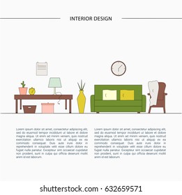 Interior Design concept. Living room vector illustration.
