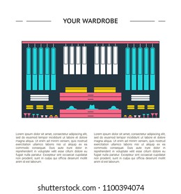 Interior design concept. Vector line wardrobe illustration.  