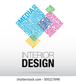 Interior design conceptual presentation template, vector illustration