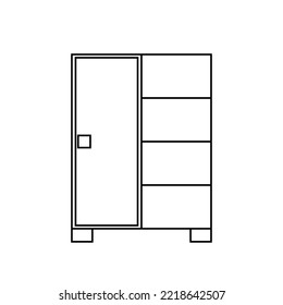 Interior design, decor, show luxury furniture, wooden walk home bedroom, wardrobe, furniture, vector graphic