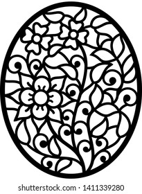 Interior Design decorative vector for laser cutting, Laser cutting floral pattern for home decoration. MDF, ACRYLIC, WOOD etc. 37''x30''- Vector