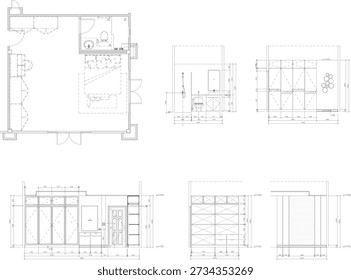 Interior Design Drawing of a Medium Bedroom with Storage Cabinet and En-suite Bathroom