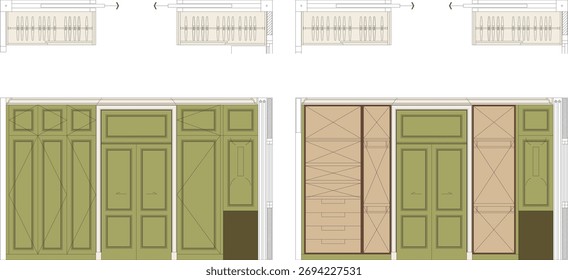 Desenho de design de interiores do armário com armário embutido - Perfeitamente projetado e maravilhosamente colorido