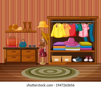 Interior design of dressing room illustration