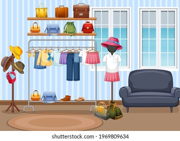 Interior design of dressing room illustration