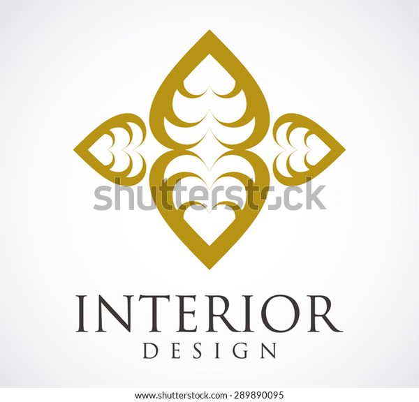 Interior Design Elegant Logo Gold Element Stock Vektorgrafik