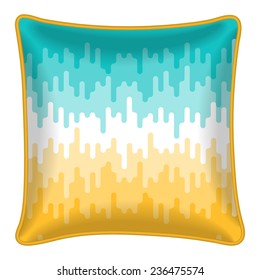 Interior design element - Decorative throw pillow with patterned pillowcase - abstract geometric pattern. Isolated on white. Vector illustration.