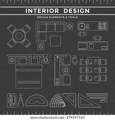 Interior Design Elements Equipment Tools Set Stock Vector (Royalty Free ...