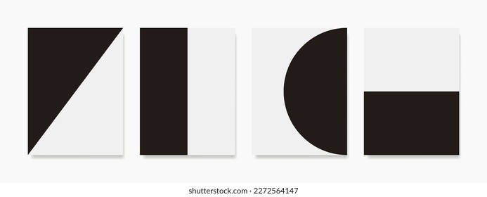 The interior design features minimal wall art showcasing black shapes. This collection includes modern posters, print art, decorations, displays, and everything related to decoration.