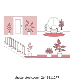 Interior design featuring plants furniture and architectural elements