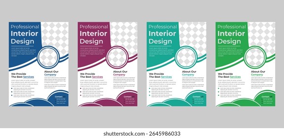 Interior Design Flyer Template Pack  Modern Architecture and Home Decor Promotion Flyers in Blue, Pink  Teal


