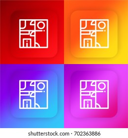 Interior design four color gradient app icon set