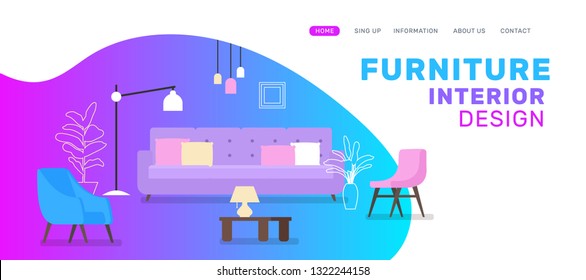 interior design with furniture creative web banner design