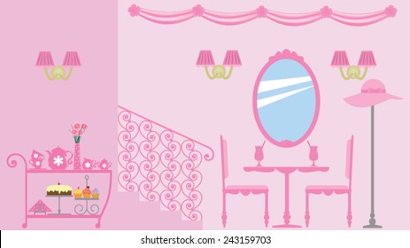 Interior design of girly residence, princess style