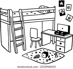 Interior Design And Home Decoration Related Line Icons vectors