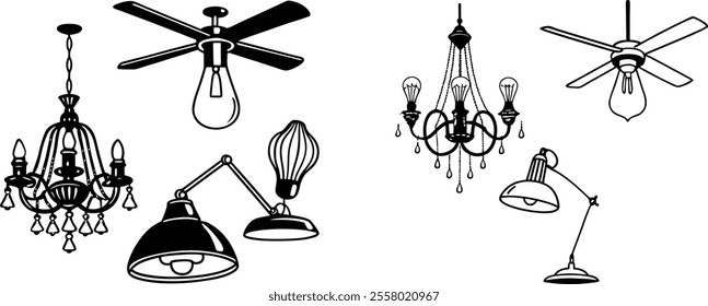 Interior Design And Home Decoration Related Line Icons vectors