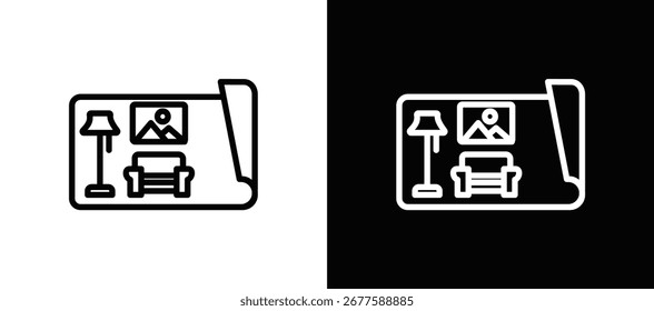 Interior Design Icon In Black And White Filled Style