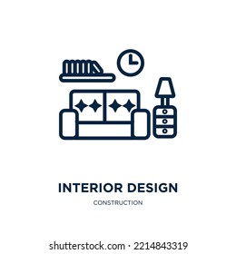 interior design icon from construction collection. Thin linear interior design, interior, home outline icon isolated on white background. Line vector interior design sign, symbol for web and mobile