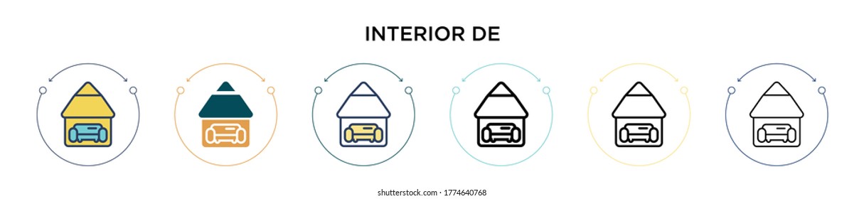 Interior design icon in filled, thin line, outline and stroke style. Vector illustration of two colored and black interior design vector icons designs can be used for mobile, ui, web