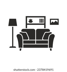 Interior design icon. Living room furniture. Cosy home. Vector icon isolated on white background.