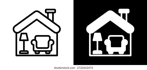 Interior Design Icon whiteblack Vector Illustration