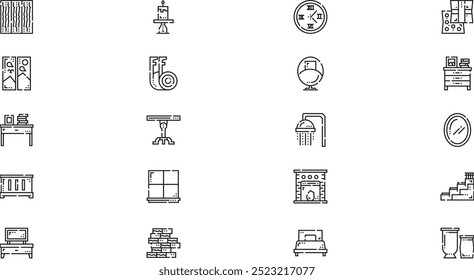 Iconos de diseño de interiores Colección de iconos vectoriales de alta calidad con trazo editable. Ideal para Profesional y Proyectos Creativos.