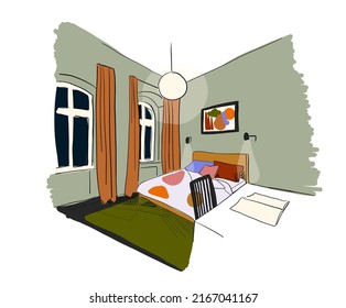 Esbozo dibujado a mano en la ilustración de diseño interior
