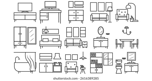 Interior Design Line Icon Collection