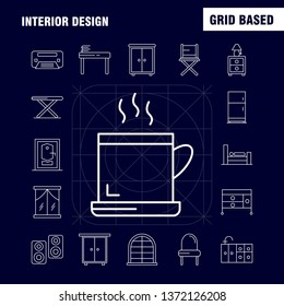 Interior Design Line Icons Set For Infographics, Mobile UX/UI Kit And Print Design. Include: Furniture, Household, Washbasin, Door, Lock, Room, Furniture, Cooking, Icon Set - Vector