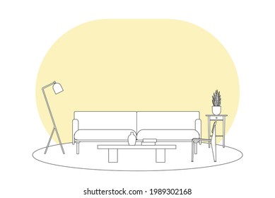 interior design with living room furniture set in modern style,vector 