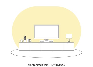 interior design with living room furniture set in modern style,vector 
