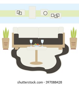 Interior Design. Living room. Vector illustration.