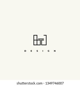 Interior design logo. B,G letters logo. Vector. Linear design emblem