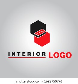 Logo-Firma für Innendekoration für Ideen. Rotes abstraktes Logo für Architektur und Gebäude.