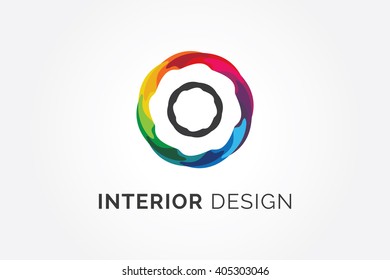 Interior Design Logo - Decoration Company Logo Design - Colourful Circle Icon
