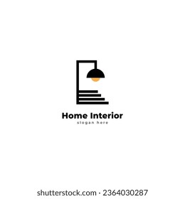 Interior design logo furniture house vector, home staging property care template real estate business idea