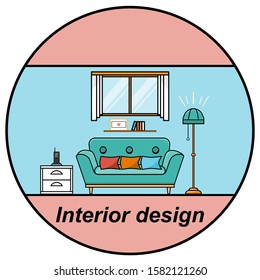 Interior design logo. Living room vector illustration. Can be used fo infographics design, web elements.