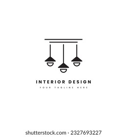 Interior design logo. Minimalist hanging lamp, for home interior business logos.