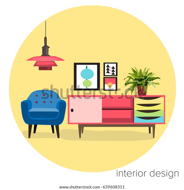 Interior Design Logo Sticker Vector Furniture Stock Image