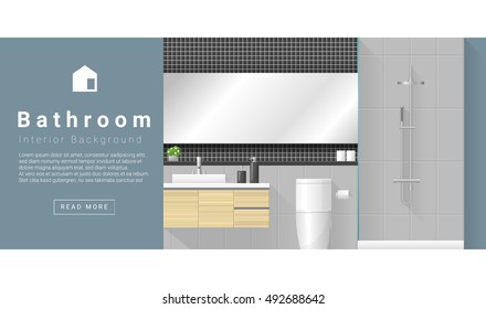 Interior design Modern bathroom background , vector, illustration